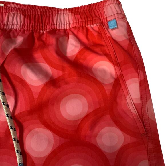 Psycho Bunny Mens XL Elgin Swim Trunks Shorts Neon Red Geometric Circles - Picture 4 of 14